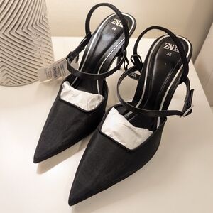 Zara Black Mesh Women's Heels